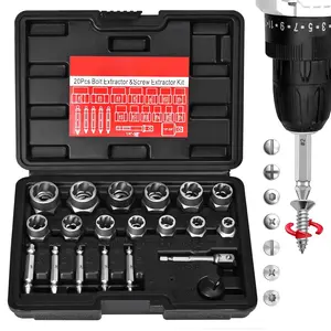 20 count Bolt Extractor Set, Easy Out Screw Extractor Kit, 3/8" Drive Impact Stripped Bolt Remover Extractor Socket Set Tool for Removing Stripped, Broken Rusted  Screws