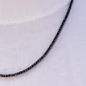 Diamond Tennis Chain in Black- 2mm
