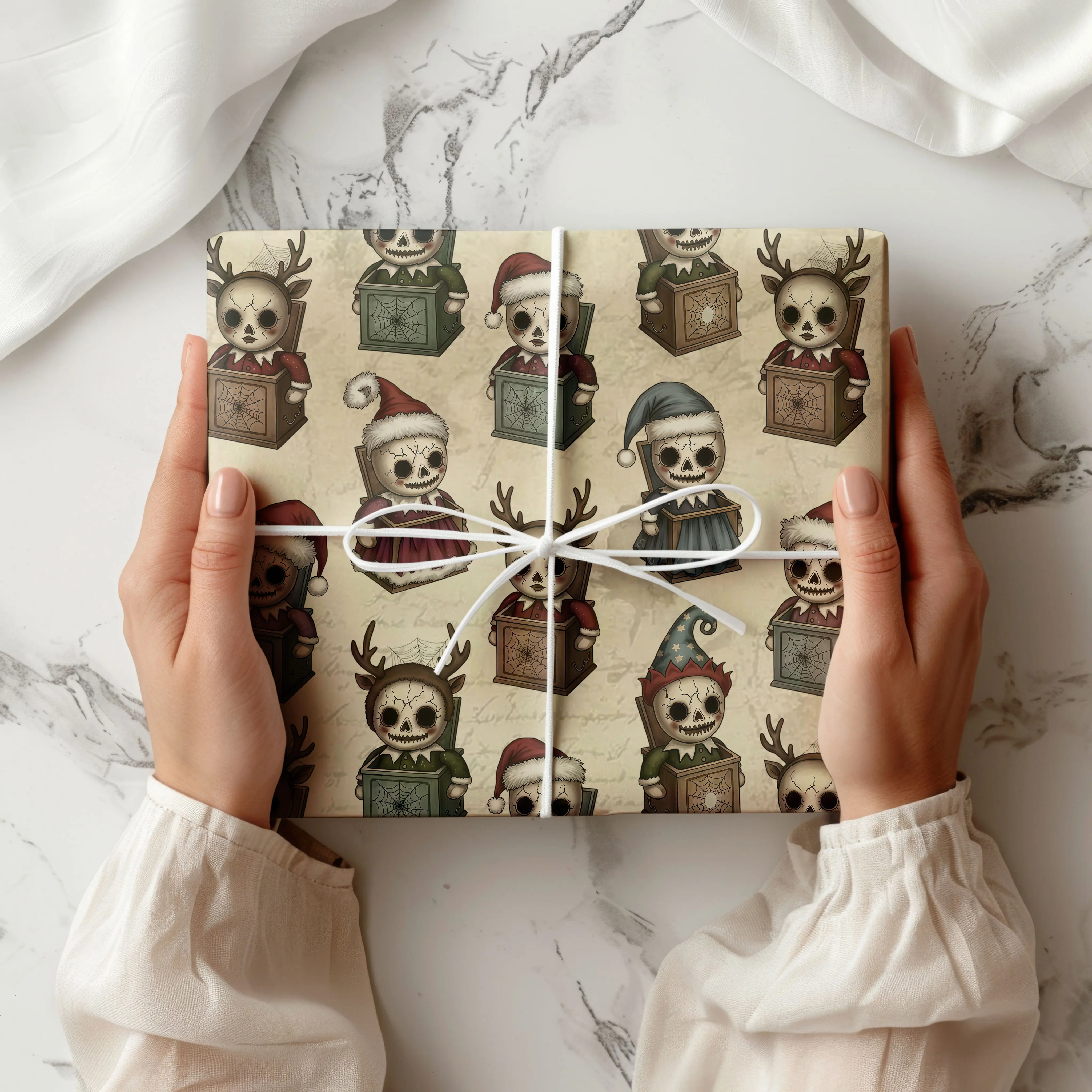 Horror Monster Wrapping Paper, Creepy Doll Gothic Gift Wrap, Dark Gift Wrap, Holiday Gift Wrap Seasonal Gift Wrap