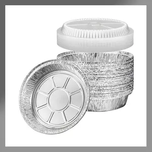 Aluminum Foil Pans [7" Round] x [50 Pack] with Clear Dome Lids Recyclable Disposable Containers Straight Walls for Storing, Baking, Meal Prep & Reheating Freezer & Oven Safe (50 Pack, 7 inch)