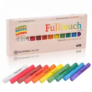 Hagoromo Fulltouch Assorted Color-Coded Dustless and Coated Chalk Kit - Non-Toxic, Washable Stationery Writing Tools, Long-Lasting Office/School Supplies [12 Pcs/10 Color Mix] for Professionals, Kids, Blackboard Use