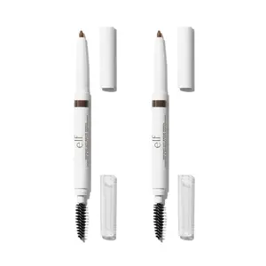 e.l.f. Instant Lift Dual-Ended Fine Tip Brow Pencil Set of 2  w/ Fine Tip & Spoolie, Creamy Smudge-Proof, Fill, Define & Shape, 3 Shades