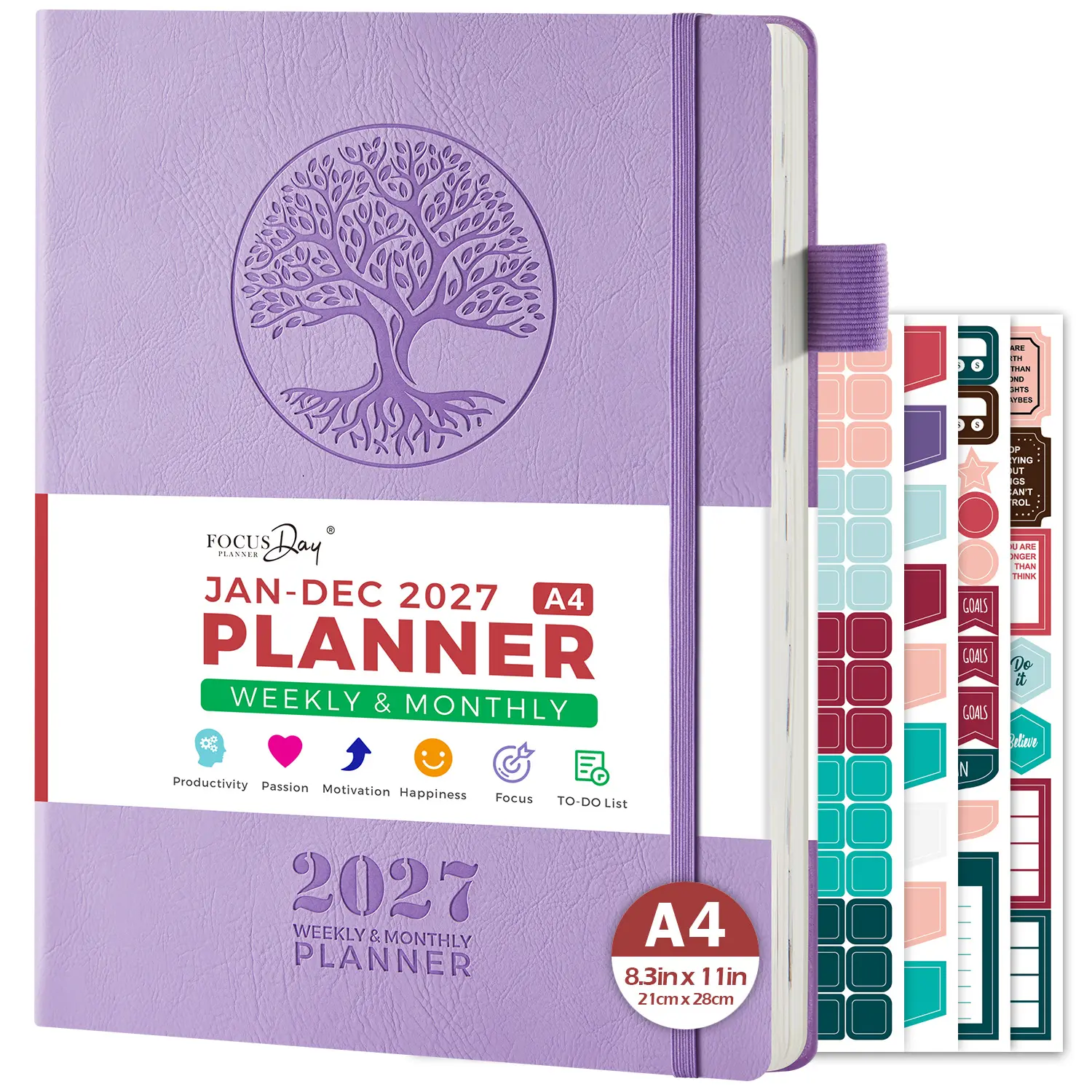 2027 Large Softcover Weekly-Monthly Planner, 8.5"x11" A4 Size Tabbed Index Agenda Book, Jan-Dec 2027, 12 Monthly Tabs, 4 Planning Stickers, Inner Pocket, Office Stationery for Organizing (Calendars, Planners & Organizers)