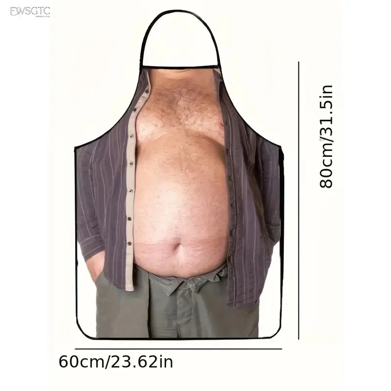 Men's Lightweight Funny Dad Bod Printed Cooking Apron - Stain-Proof Sports & Outdoor Kitchen Accessory, Novelty Gag Gift for Backyard Barbecues, Daily Meal Prep