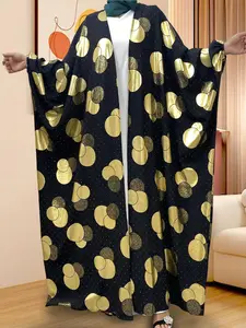 Women's Glitter Batwing Sleeve Lounge Dress, Casual Comfy Long Sleeve Open Front Lounge Dress for Daily Wear, Ladies Sleepwear for All Seasons