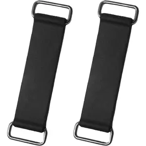 2PCS Rubber Band Straps Battery Box Tie Down Strap Stretchable Battery Tie Fixed Strap Holder Moped Belt with Metal Buckles for ATV Scooter Motorcycle Accessories Parts Black