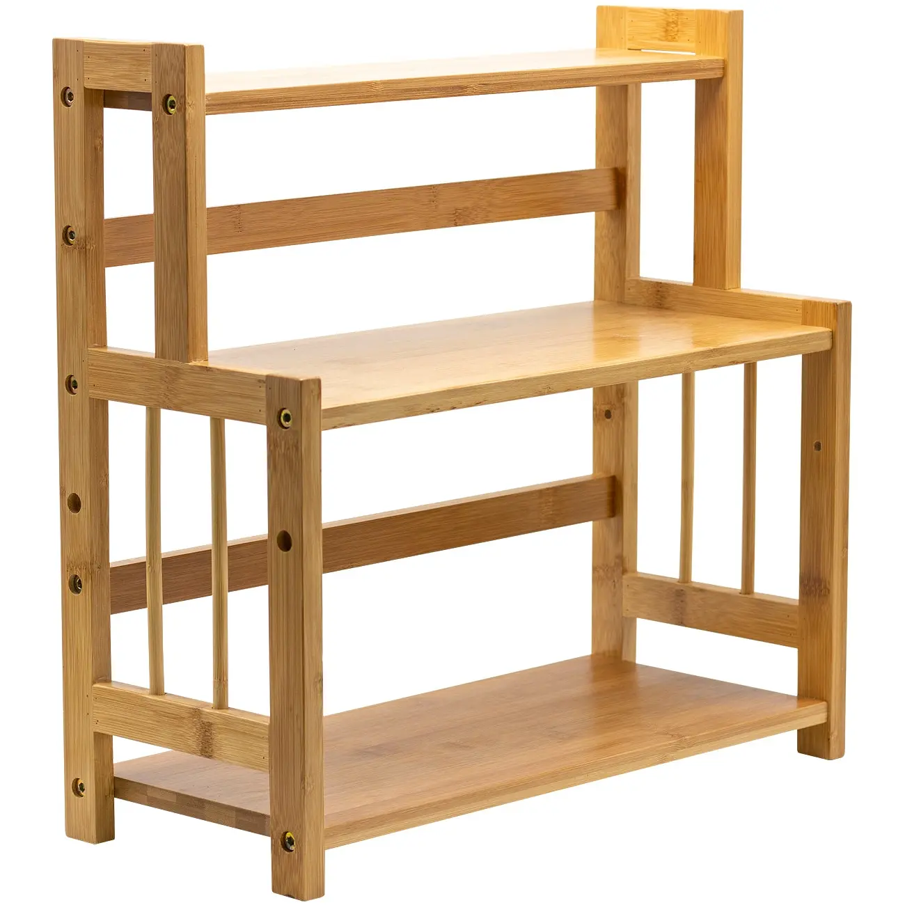 Sorbus Farmhouse Bamboo Cleaner Supplies Organizer - Adjustable Racks for Household Kitchen Pantry, Bathroom Countertop Storage, Organizing Makeup, 3-Layer