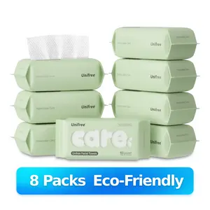 [N] Unifree Disposable Face Towels, Biodegradable Single Use Towelette, Soft Thick Facial Tissues, Napkin Pack, memorial day