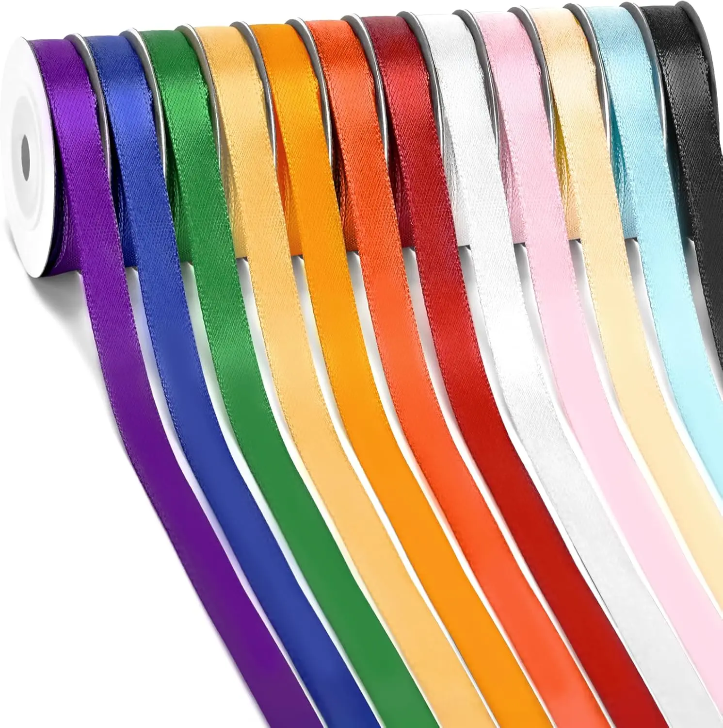 Rainbow Satin Ribbon for Gift Wrapping, Crafts, Hair Bows, Flower Bouquet, Wedding, and Party Decoration