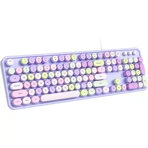 Wired Keyboard 104 Full-Sized Typewriter with USB Office Keyboard, Number Pad, Caps Indicators, Foldable Stands for Windows, PC, Laptop, Desktop