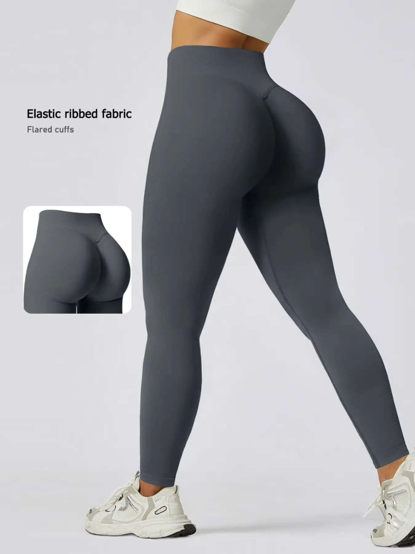 Women's high-waisted butt-lifting solid yoga leggings, versatile, slim and High Compression Fit. Perfect for high-intensity gym training, yoga and Pilates. Sweat-wicking, quick-drying, high-elastic, hip-lifting and shaping sports tights.