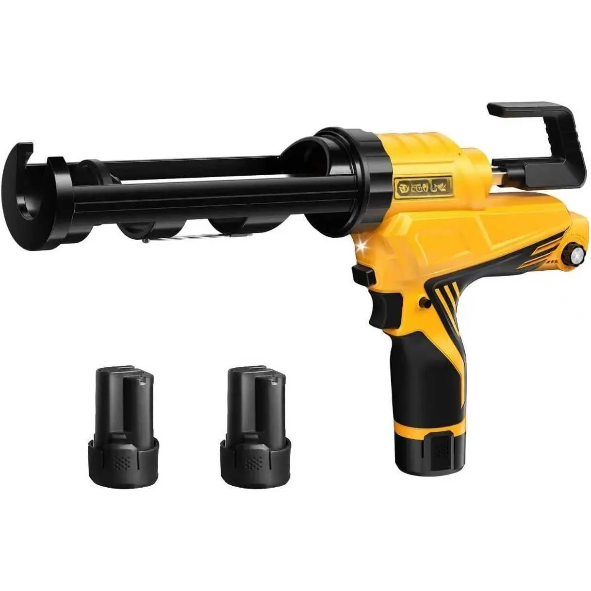 Electric Caulk  - Max 4000N Force, Variable Speed Cordless 1/10 Gallon (10 oz) Caulking Tool with Rotating Cradle & Auto Flow Stop (2 * 12V 2.0 Ah )