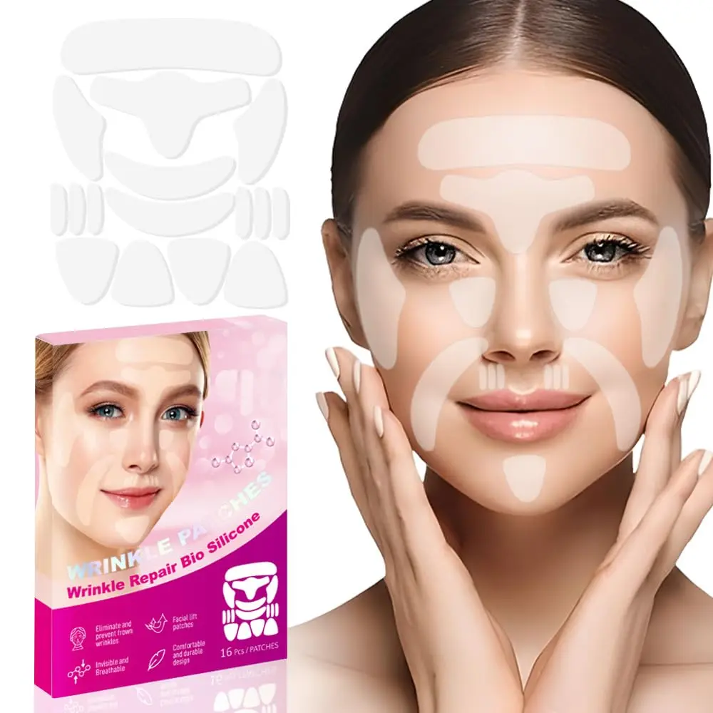 Silicone Wrinkle Patches, 12 Pcs Wearable Anti-Aging Face Tape for Smoothing Fine Lines, Hydrating Overnight Strips, Hypoallergenic for All Skin Types, Moisturize, Hydrate, Waterproof, At-Home Routine