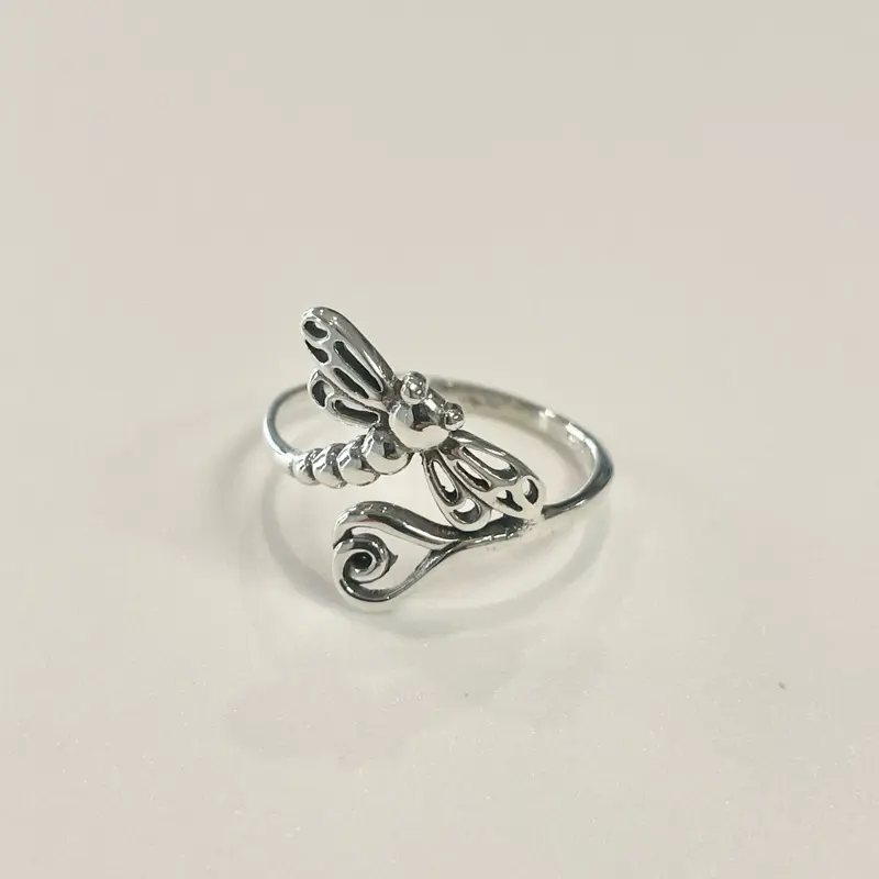 Sterling Silver 925 Dragonfly Dainty Ring Insects Jewelry