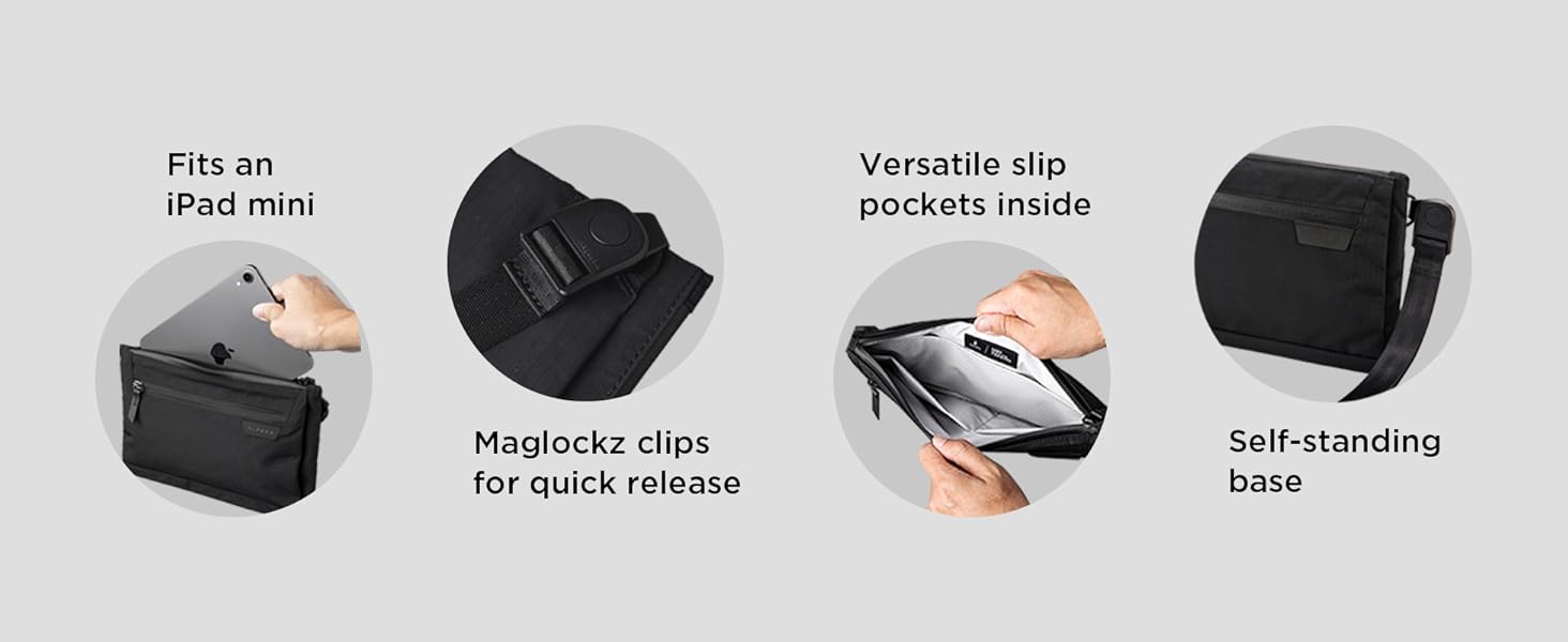 ALPAKA Zip Pouch Max V2 - Black Axoflux 210D Water Resistant Fabric, Weatherproof YKK Zippers,Front Zip Pocket, Compact Men Sling Bag - Passport Holder & Travel Wallet Pouch for Family Men