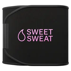 Sports Research Sweet Sweat Waist Trimmer Extra-Coverage (XC) - Premium Sweat Enhancing Fitness Band with More Belly Coverage - Adjustable Fit · Latex-Free Neoprene · More Coverage - Pink Logo (Med)