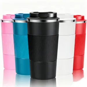 Minimalist Insulated Stainless Steel Cup, 17oz Portable Coffee Mug, Reusable Leak-Proof Design, Easy Clean, Durable, Sturdy, Hot & Cold Drinks, Coffee Bar Accessories, Perfect gift for Coffee enthusiasts, Family, And Friends, Drinkware, Flasks