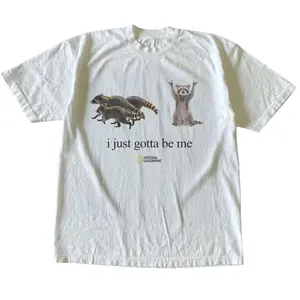 Raccoon I Just Gotta Be Me Vintage Shirt, Funny Animal Graphic Tee, Nature Lover Y2K Streetwear, Gift for Men, Gift for Women, Crew Neck T-shirt, Trending T-shirt
