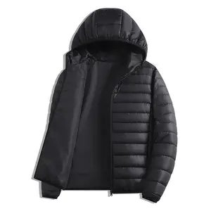 Men's hooded cotton clothes, thermal jackets, simple fashion and lightweight jackets in autumn and winter