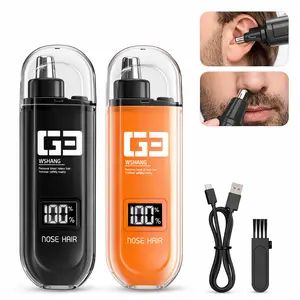 NexMart Nose Hair Trimmer for Men Women, Rechargeable Trimmer, Painless Eyebrow Facial Hair Shaver, LED Display Nose Clipper, Waterproof Dual Edge Blades Clipper for Easy Cleaning