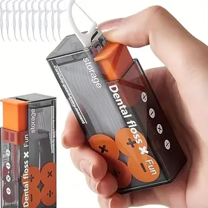 Portable Floss Dispenser, Interdental Flosser, 1 Count Automatic Toothpick Holder, Toothpick Storage Box for Home & Travel, Home Organizer, Oral