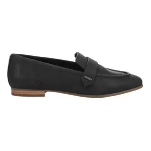 TOMS Womens Lynette Leather Slip On Loafers Casual - Black