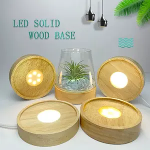 Wooden LED Lamp Base, USB Powered Wooden Base Lamp, 3D Crystal Glass Resin Art Light, Wood Lamp Base, Gift for Children, Boyfriend, Girlfriend, Led Ambient Light