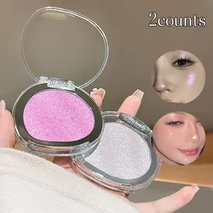 Two-Pack High-Shine Highlighter Powder Fluorogold Mica Long-Lasting Makeup 3D Glitter Finish Perfect for Brightening & Shimmering Look