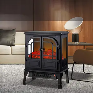 Vintage 26” Electric Fireplace Stove–Freestanding Heater with 3D Flame Effect, Retro Design for Cozy Home Heating & Decor,12-Hour Timer & Energy-Saving,Adjustable Lightness Flames,Effortless Fireplace Stove,Free Control with Remote
