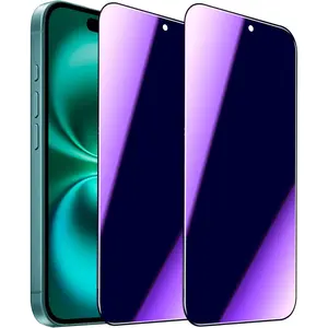2 Pack Compatible with  15/ 16  Screen Protector, Anti-Spy Anti-Blue Light Eye Protection Tempered Glass Film, Scratch Resistant, Full Coverage, Case Friendly