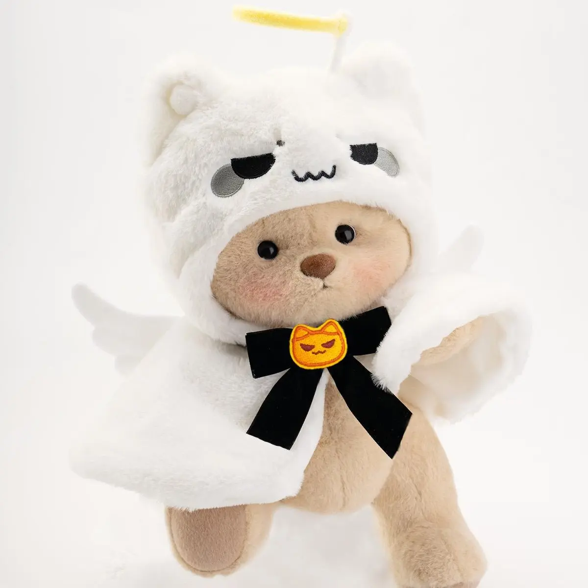 GETAHUG Handmade Jointed Plush Teddy Bear - Halloween Ghost Cape, Moveable Stuffed Animal, 9” Sitting Height, Soft Cuddly Gift for Kids, Hand Wash with Neutral Detergent