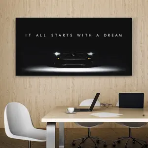 Dream Big Print, Garage Car Art, Motivational Wall Office Decor Sports Car Enthusiasts, Roadster Automotive Inspiration