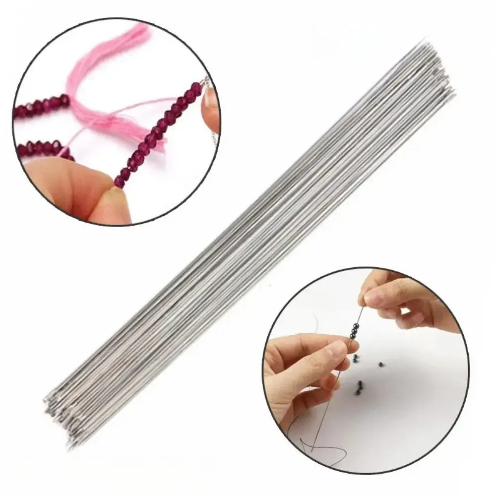 20 Pcs Metal Beading Needles, Bead Spinner-Needle, Beaded Needle Steel Wood Bead Needle Threader Jewelry Making Tools Beading Needles