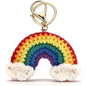 Veliora Gift S Rainbow Keychain Crochet Stitch Keychain Pride Bag Charm Lesbian LGBTQ Purse Charms Handbag Keychains