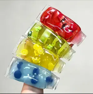 [2 Pcs Set]Cute Squeeze Jam Bottle Fidget Toys Soft Squishy Sensory Stress Relief T2 Pcs Setoys for Kids Adults Slow Rising TPR Squeeze Toys with Fruit Charms Anxiety Relief Hand Therapy Toys