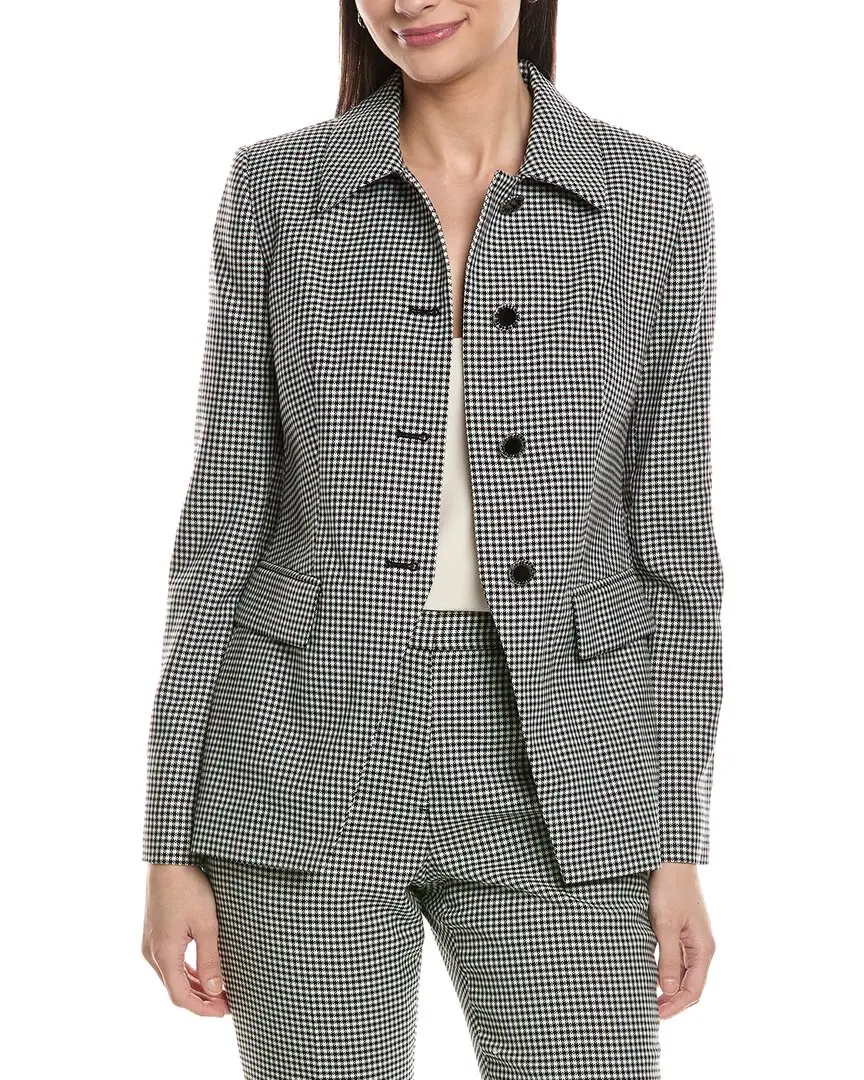 Elie Tahari Collared Fitted Wool-Blend Blazer
