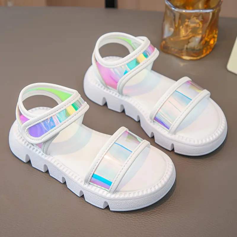 Girls' Fashionable Sandals, Cute Colorful Cool Kids' Footwear, Children, Cute Girl, Decorative, Playful Look, Everyday Use, Casual Sandal