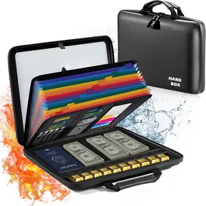 Fireproof Document Box File Organizer: Hard-Shell Case Fireproof  Box with Lock & 13 Pocket Accordion File Folder - Portable  Office Travel Safe Storage for Important Documents and Files