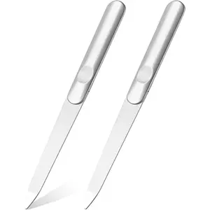 2 PCS Diamond Emery Board Double Sided Metal Nail File Stainless Steel Finger Nail Buffer Manicure Pedicure Tool Precision Fingernail File Natural Fingernail for Salon Home Travel Women Men