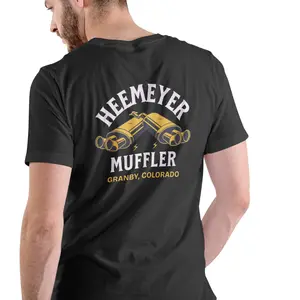 Gildan Men's Short-Sleeve Crew Neck 100% Natural Cotton T-Shirt - HEEMEYER MUFFLER Granby Colorado Graphic, Soft Breathable Menswear Casual Summer Top
