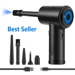 Compressed Air Dust Collector - High-speed Powerful Turbine Fan, 3 Speed Settings, Rechargeable Air Blower, Snow Blower, Lithium Battery Blower, Multi-function Portable Camping Fan for Computer, Keyboard, Outdoor, Homes And Car Cleaning