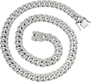 Cuban Link Chain, 13mm Iced Out Gold-Plated Miami Hip Hop Necklace, Chunky Bling Jewelry for Men & Women, Durable Fashion Accessory, 18-20 Inch, Bling Chain