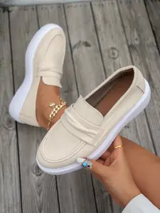 Women's Velvet Thick Sole Loafers, Slip-On Penny Shoes, Office Casual Platform Flat Shoes, Comfortable and Stylish Footwear