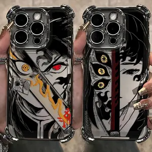 Anime Demons Slayers Plating Case For iPhone 17 16 15 14 13 12 11 Pro Max Plus Samsung Galaxy S26 S25 S24 S23 S22 Shockproof Anti-Fall Armor Cover