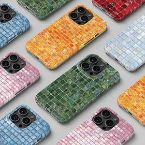 Glass Mosaic Phone Case| Colorful Retro Tile Design| Durable Protective Cover for iPhone 17, 16, 15, 14, 13, 12, 11, and Samsung models.It makes a great holiday gift for friends or family.