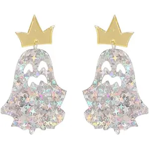 Lovely Flower Halloween Earrings for Women Creative Ghost Earrings Hallowmas Costume   Drop Earrings