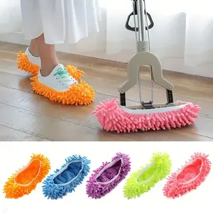 2-Pack Lazy Mop Slippers, Detachable and Washable Chenille Dust Removal Slipper Covers, Electric-Free Household Cleaning Tool, Suitable for Living Room and Bedroom, Christmas Gift