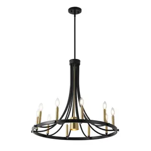 Dante Modern Iron Adjustable Wagon Wheel LED Chandelier with Downlight
