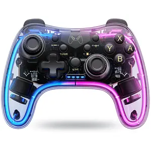 Switch Controller Compatible with Switch/Lite/OLED Controller, Switch Pro Controller With RGB Breathing LED, Switch Controllers Remote Supports Multi-Platform&App with Turbo, Wake-up Function