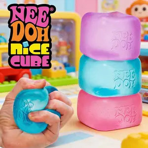 NeeDoh Nice Cube Fidget Toy - Soft Squishies, Satisfying Squeeze Item in Assorted Colors - ADHD Gifts for Women, Girl Toy, Anxiety Fidgets, Fun Stocking Stuffers - Collectible Sensory Item for Ages 3+
